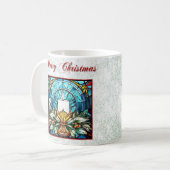 Mug Bougie de Noël en verre tendu Holly Parties scinti (Devant gauche)