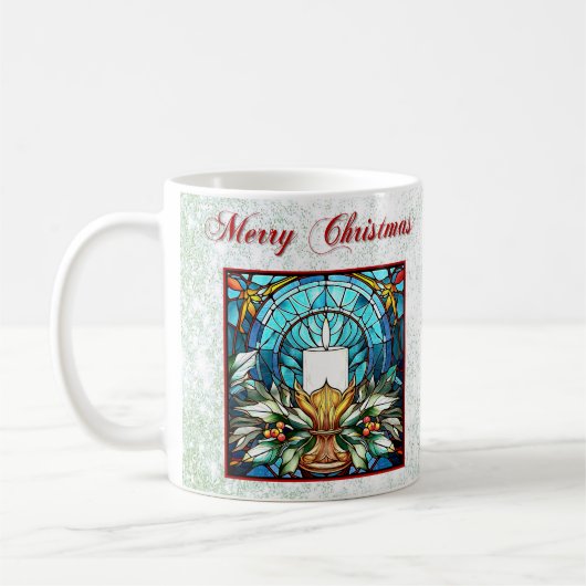 Mug Bougie de Noël en verre tendu Holly Parties scinti (Gauche)