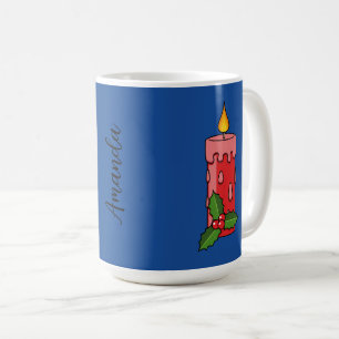 Mug Bougie de Pilier Rouge de Noël avec Holly