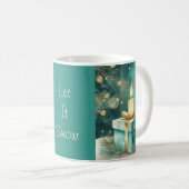 Mug Bougie sarcelle et dorée avec coffret cadeau (Devant droit)