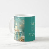 Mug Bougie sarcelle et dorée avec coffret cadeau (Devant gauche)