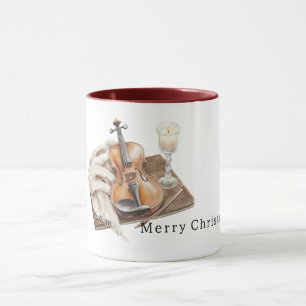 Mug Bougie Violon de Noël Chaleureuse et Chaud