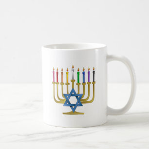 Mug Bougies arc-en-ciel de Hanukkah Menorah en or