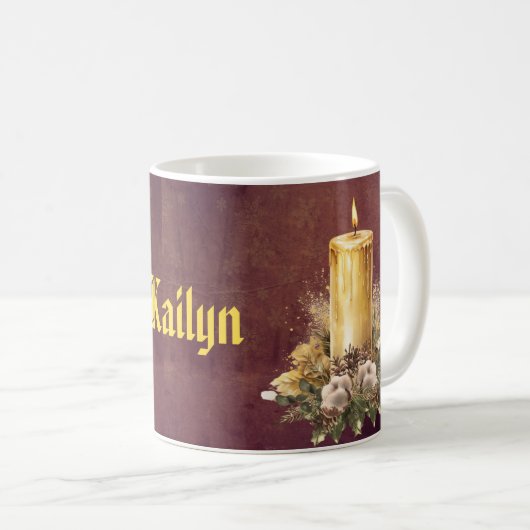 Mug Bougies d'or sur Noël bordeaux (Devant droit)