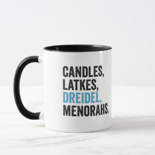 Mug Bougies Latkes Toupie Menorahs Drôle Hanukkah Juif