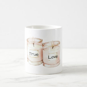 Mug Bougies Rose Pâle Amour Véritable