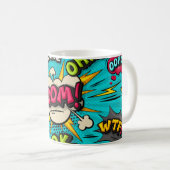 Mug Bouillonnante bulle de pop art. Souriez, wow, pow, (Devant droit)