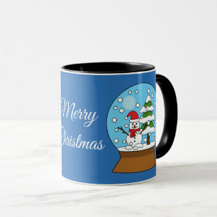 Mug Boule à neige avec bonhomme de neige et pin   Pers