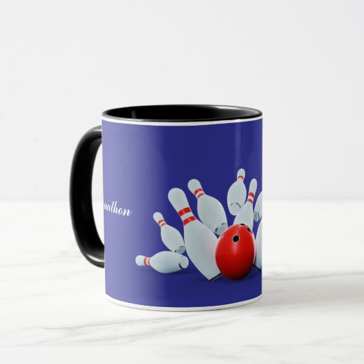 Mug Boule de bowling et quilles frappent ! (Devant gauche)