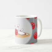 Mug Boule de bowling frappant les quilles avec motif d (Devant droit)