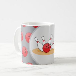 Mug Boule de bowling frappant les quilles avec motif d