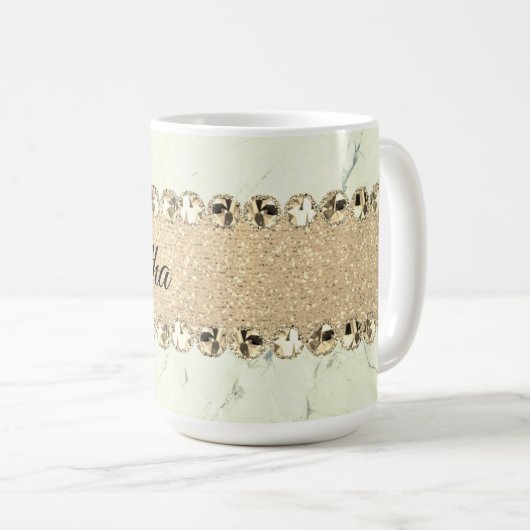 Mug Boule de diamant en marbre vert (Devant droit)