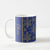 Mug Boule de Noël Blue and Gold avec nom (Gauche)