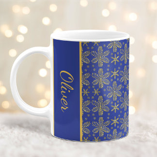 Mug Boule de Noël Blue and Gold avec nom