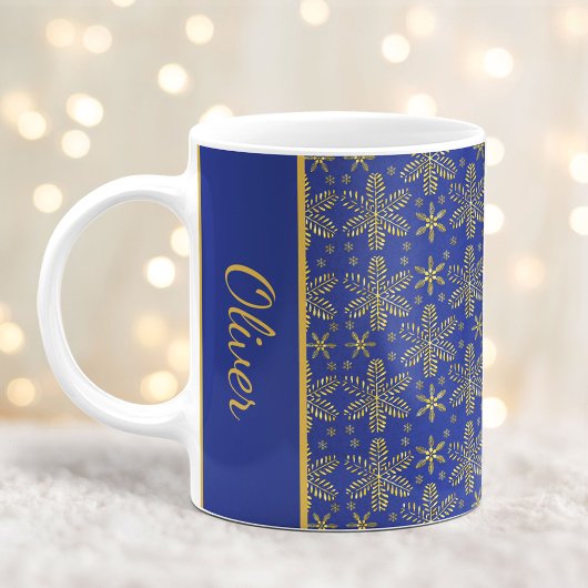 Mug Boule de Noël Blue and Gold avec nom