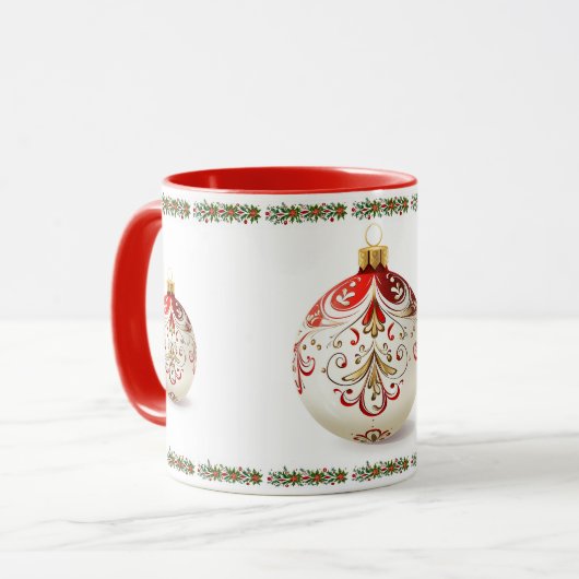 Mug Boule de Noël élégante classique botanique de vaca (Devant gauche)