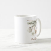 Mug Boule de Noël Épineuse Rustique Blanche (Devant droit)