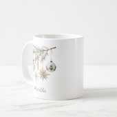 Mug Boule de Noël Épineuse Rustique Blanche (Devant gauche)