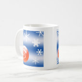 Mug Boule de Noël Flocon de neige bleu blanc rouge (Devant gauche)