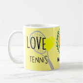 Mug Boule de tennis avec amour et nom (Gauche)