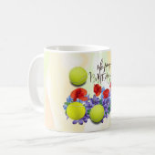 Mug Boule de tennis avec beaucoup de fleur pour l'anni (Devant gauche)