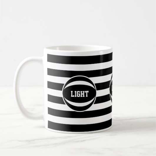 Mug Boule élégante en noir et blanc rayé (Gauche)