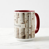Mug Bouleaux blancs Bel oiseau cardinal (Devant droit)