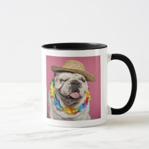 Mug Bouledogue anglais (18 mois) portant une paille