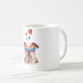 Mug Bouledogue anglais avec coeurs Saint-Valentin (Devant droit)