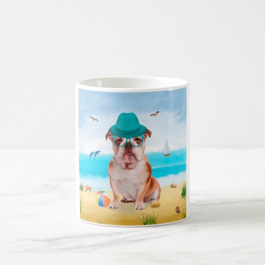Mug Bouledogue anglais sur la plage (Centre)