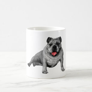 Mug Bouledogue avec accents rouges ludiques