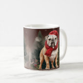 Mug Bouledogue dans la neige de Noël (Devant droit)
