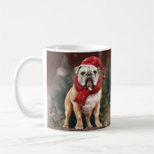 Mug Bouledogue dans la neige de Noël