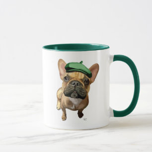 Mug Bouledogue français Brown avec le casquette vert 