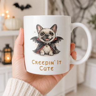 Mug Bouledogue français Halloween Chauve-souris vampir