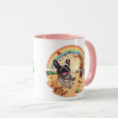 Mug Bouledogue français joyeux & Éclaboussure de café  (Devant droit)