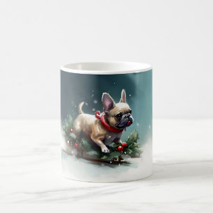 Mug Bouledogue français Noël neige hiver