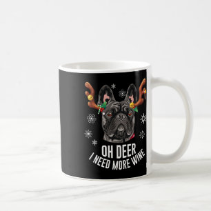 Mug Bouledogue français noir de Noël bois de cerf vin 