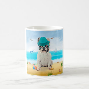 Mug Bouledogue français sur la plage