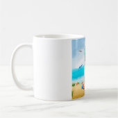 Mug Bouledogue français sur la plage (Gauche)