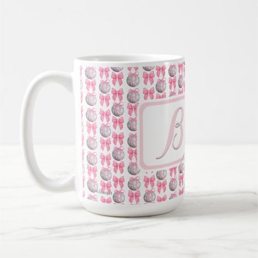 Mug Boules de discothèque Coquette Rubans roses Cadeau (Gauche)