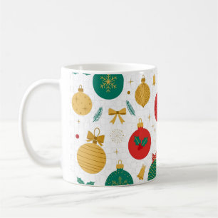 Mug Boules de Noël Ornementales Motif Rouge Or