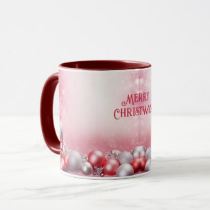 Mug Boules de Noël rose blanc Musique de Noël