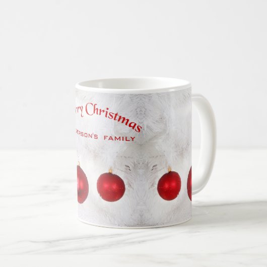 Mug Boules de Noël rouges (Devant droit)