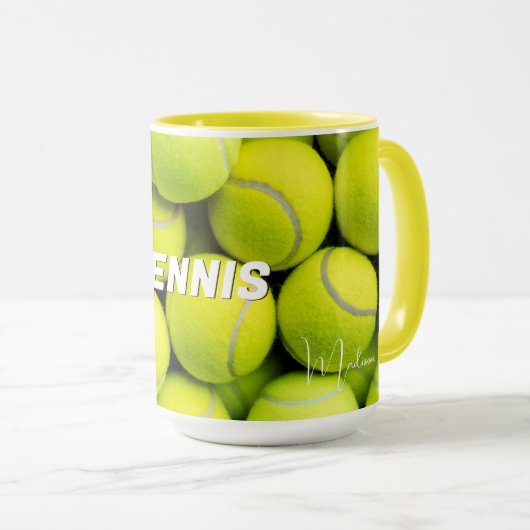 Mug Boules de tennis de texte personnalisées (Devant droit)