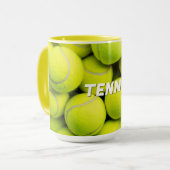 Mug Boules de tennis de texte personnalisées (Devant gauche)