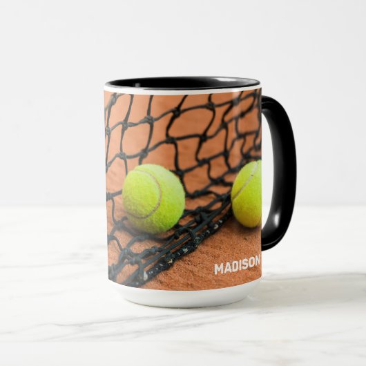 Mug Boules de tennis de texte personnalisées (Devant droit)