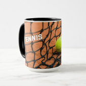Mug Boules de tennis de texte personnalisées (Devant gauche)