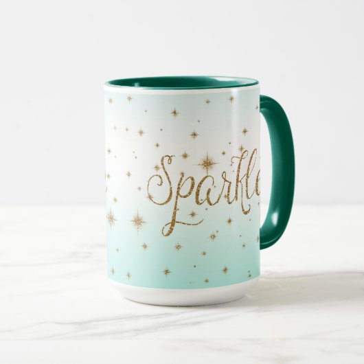 Mug Boules d'or Aqua Ombre (Devant droit)