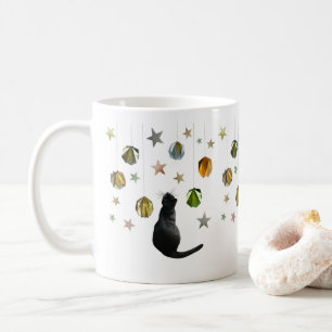 Mug Boules d'or de chats noirs et boules d'étoiles